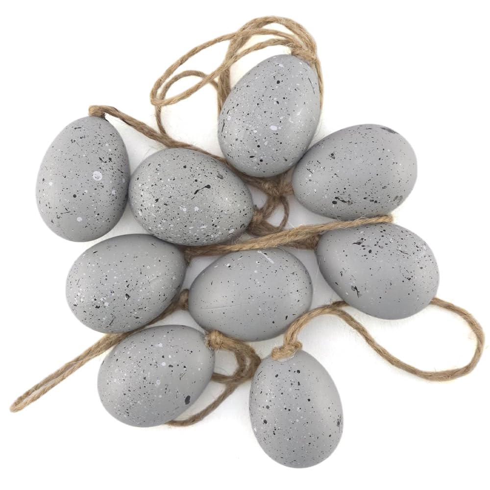Crafty Capers Grey Bluey Speckled Hanging Eggs | Easter Tree Decorations | 4Cm Tall | Set Of 9