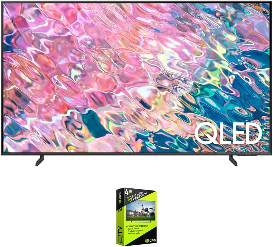 Samsung QN50Q60BAFXZA Q60B 50 inch QLED 4K Quantum Dual LED HDR Smart TV Bundle with Premium 4 YR CPS Enhanced Protection Pack