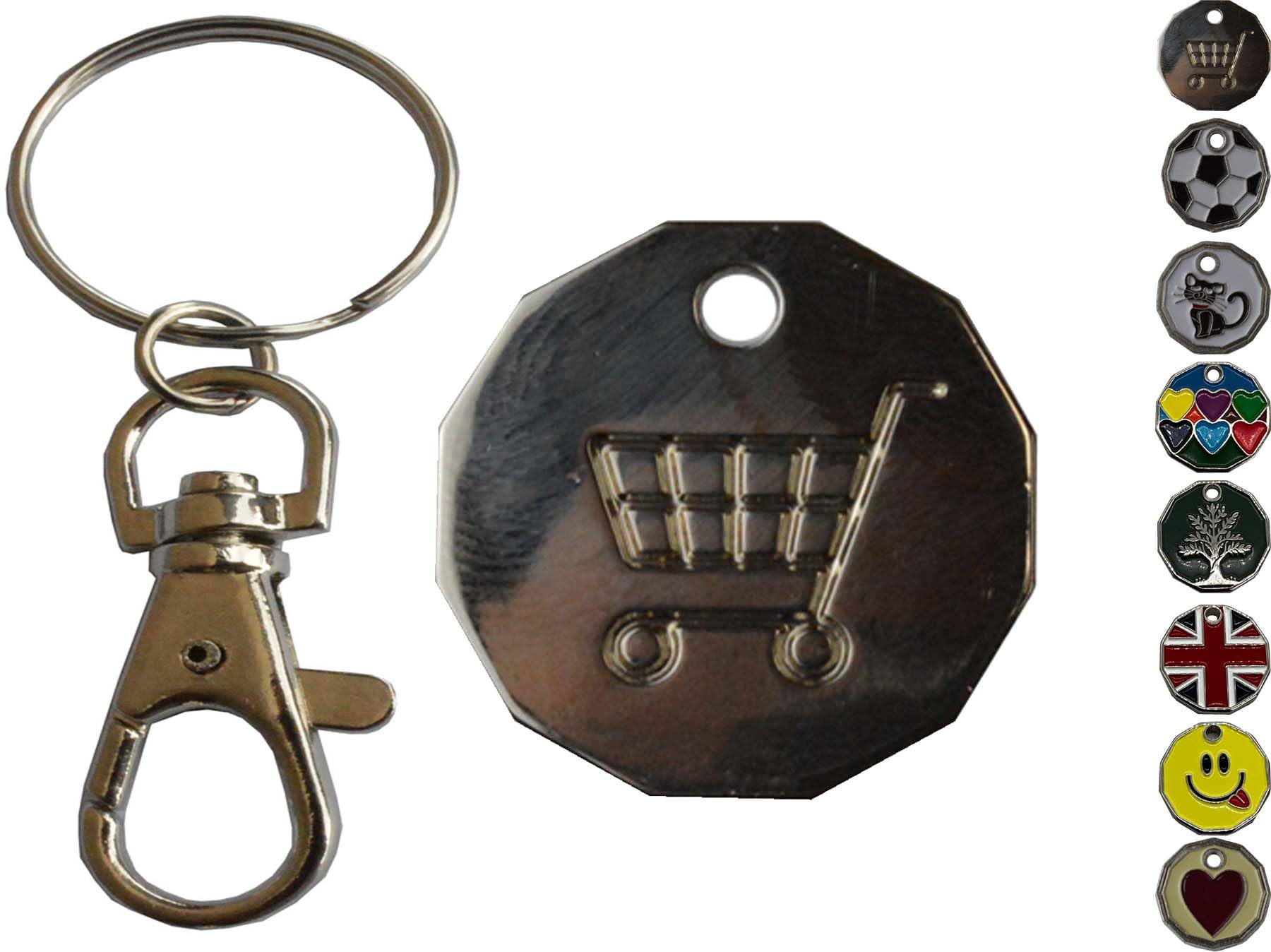 Rokel Women's Trolley Token Keyring 1Pc – £1 Coin Shape Tokens Key Rings For Shopping Trolleys, Supermarkets, Gym Lockers, Reusable, Lightweight & Handy Keychain (1, )