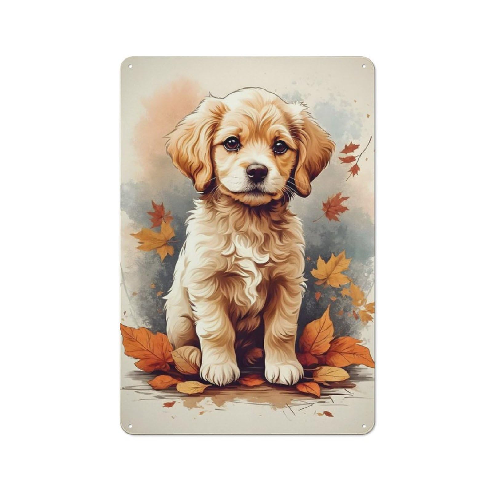 Junmoney Cute Puppies Retro Metal Plaque 30X20cm Featuring For Garage Wall, A Winter Wall Decor Update For Workshop Decor Fans