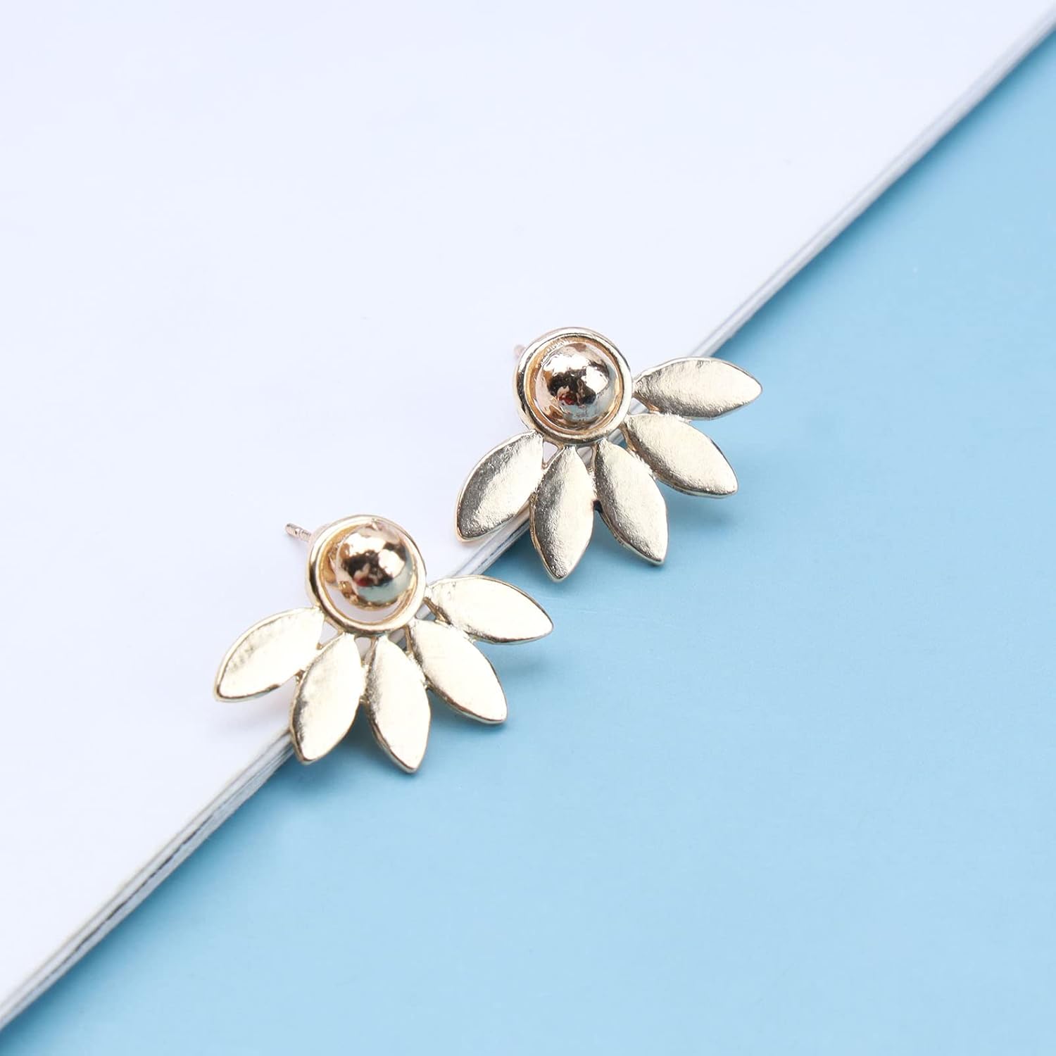 Boho Lotus Ear Jacket Earrings Gold Flower Climber Earrings Vintage Lotus Flower Earrings Flower Front Back Earrings Jewelry for Women - Image 7