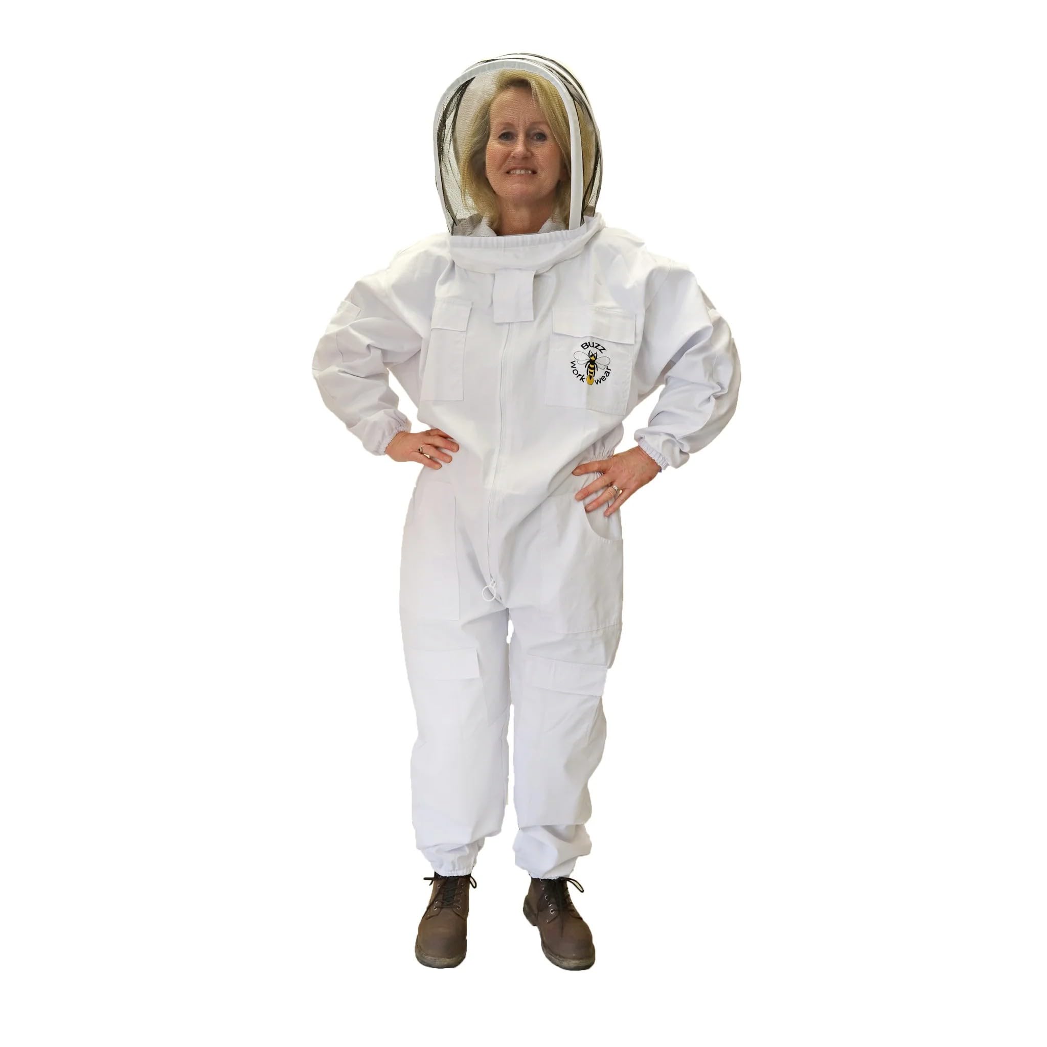 Simon The Beekeeper Buzz Work Wear White Beekeeping Suit with Detachable Fencing Veil (XL)