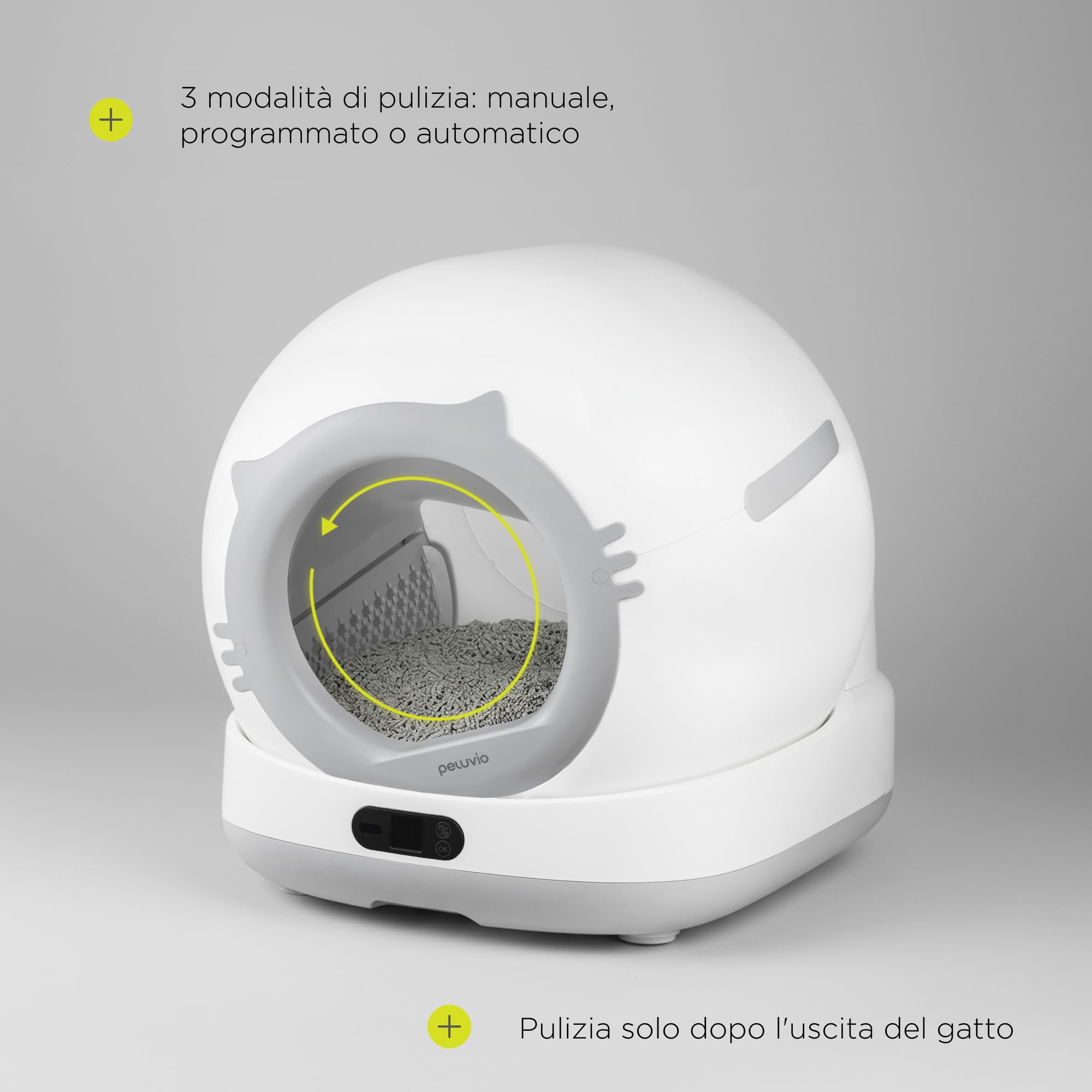 Pearl Lettiera Autopulente per Gatti Wi-Fi con Camera 1080p | Sensore ToF 3D, Capacità 72 L, Contenitore Rifiuti 7 L, App, Touchscreen, 45 dB, per Gatti da 1 a 10 kg