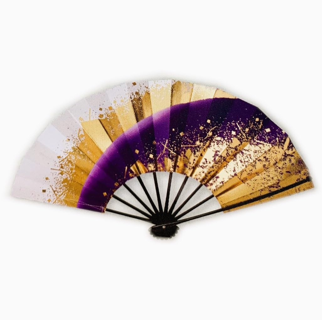Amazon.co.jp: [浅草きもの市] 舞扇子 黒塗骨 紫 金 箔 ちらし 9寸5分