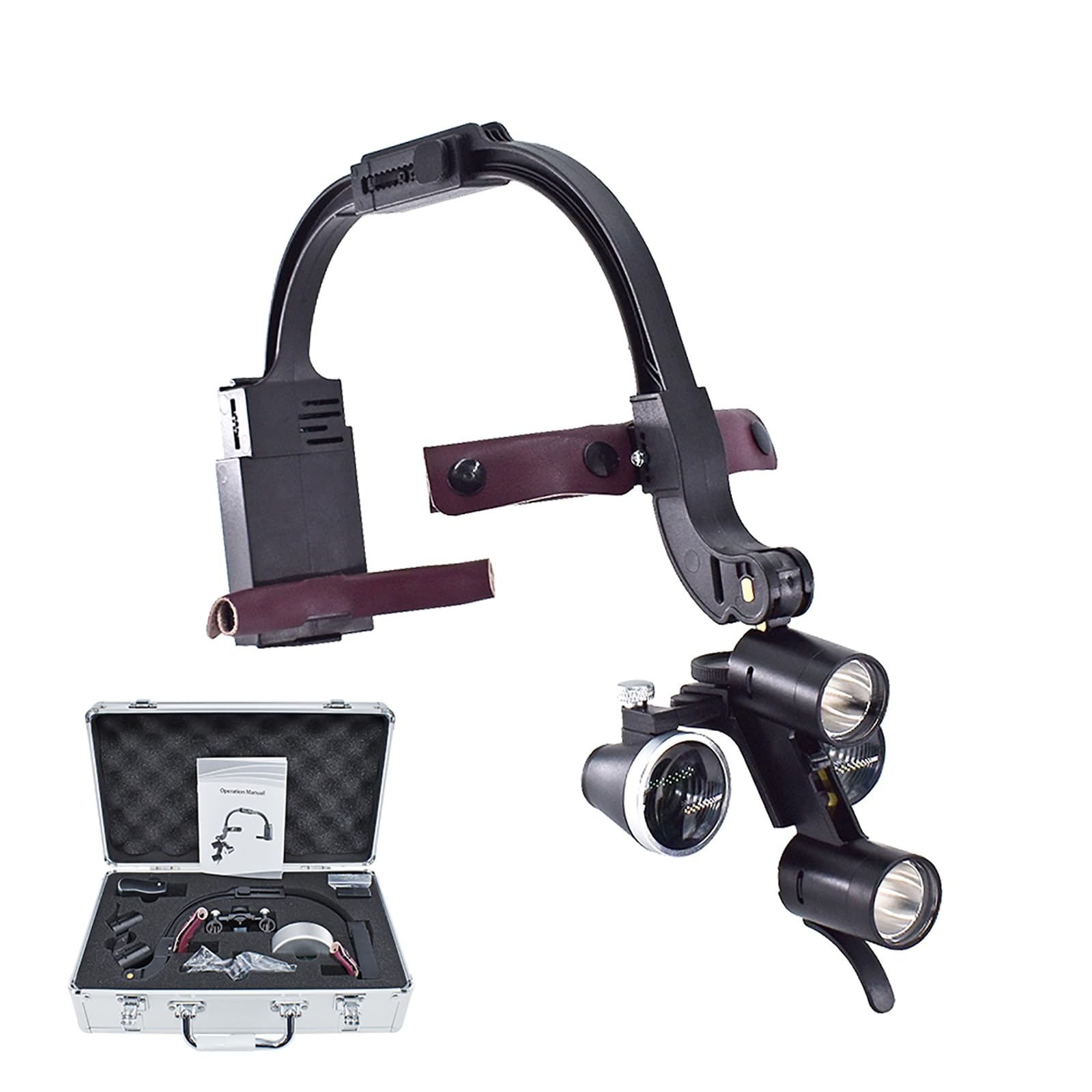 Lupa Dental De 3,5 Aumentos, Faro LED Dental De 5 W con Caja De Almacenamiento, Equipo De Laboratorio Binocular De Aumento para Otorrinolaringología, Estomatología, Sutura De Desbridamiento