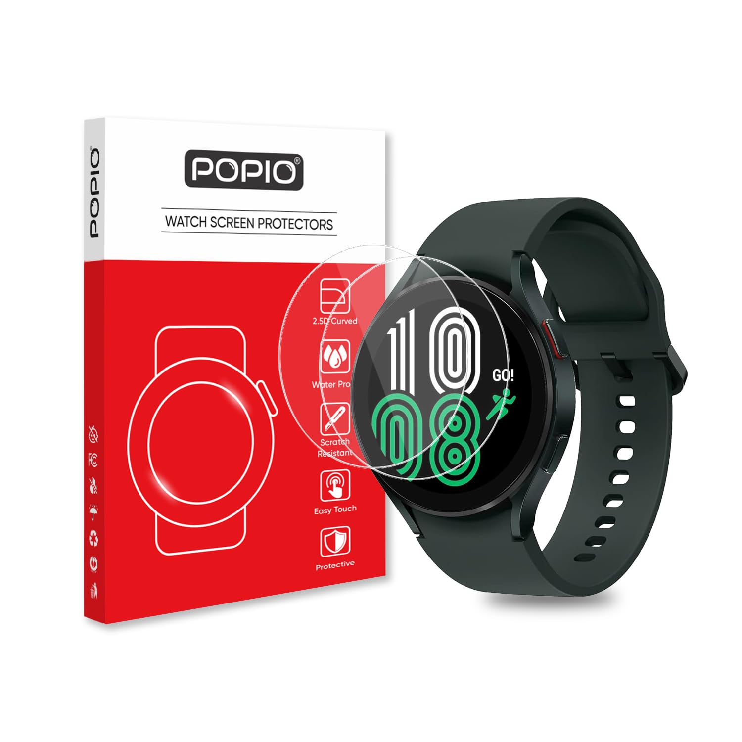 POPIO Tempered Glass Screen Protector for Samsung Galaxy Watch 4/5 / 6/7 / Samsung Galaxy Watch FE (40mm) (1.4" inch), Pack of 2-image-46