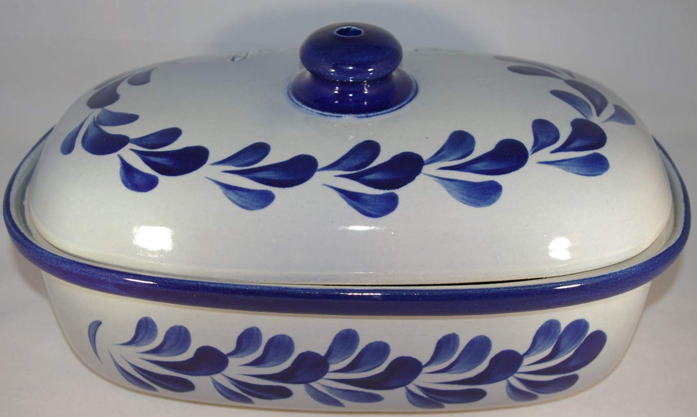 Nik. Schmitt & Sohn Brottopf oval 30 "Blau-Grau" - Steinzeug-Soonwald, 34 cm x 22 cm x 8,5 cm