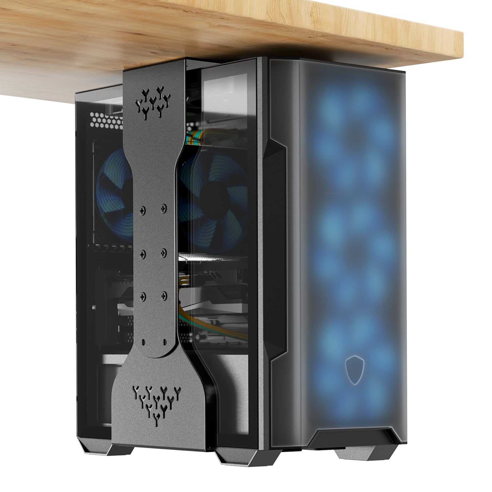Supporto per PC sotto la scrivania, supporto per PC con capacità di carico di 35 kg, regolabile in altezza (34-65 cm), supporto universale per computer, per ufficio, casa e posto di lavoro