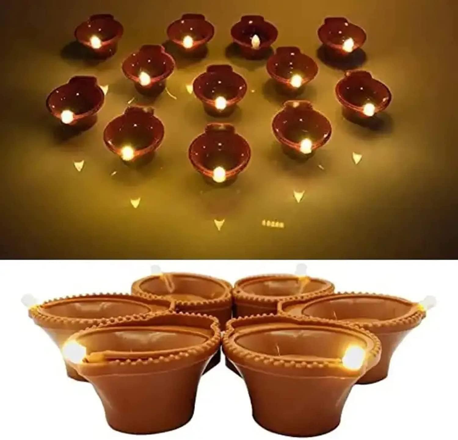 Water Sensor Eco-Friendly Led Diyas Candle E-Diya,Battery Operated Led Candles for Home Decor, Festivals Decoration Diwali Lights Plastic, Pack of 18