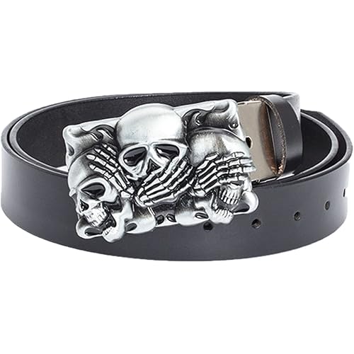 Skull PU Belt Vintage Gothic Leather Belts Black Brown Halloween Skeleton Belts