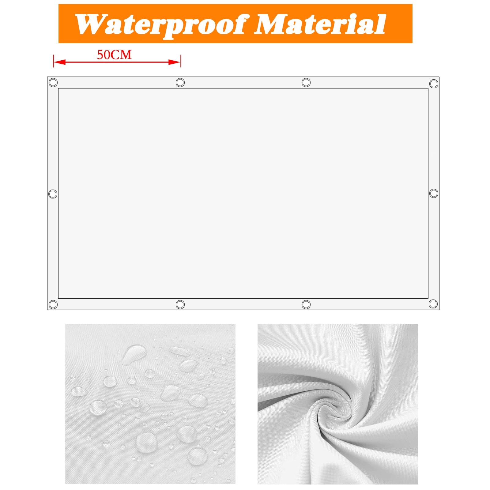 Sonnensegel Wasserdicht Rechteckig mit Ösen 90 x 600 cm Garten UV Schattennetz 95% UV Schutz Reißfestes Polyester-Gewebe für Pflanze Pergola Zaun Balkon Außen Hof, Weiß