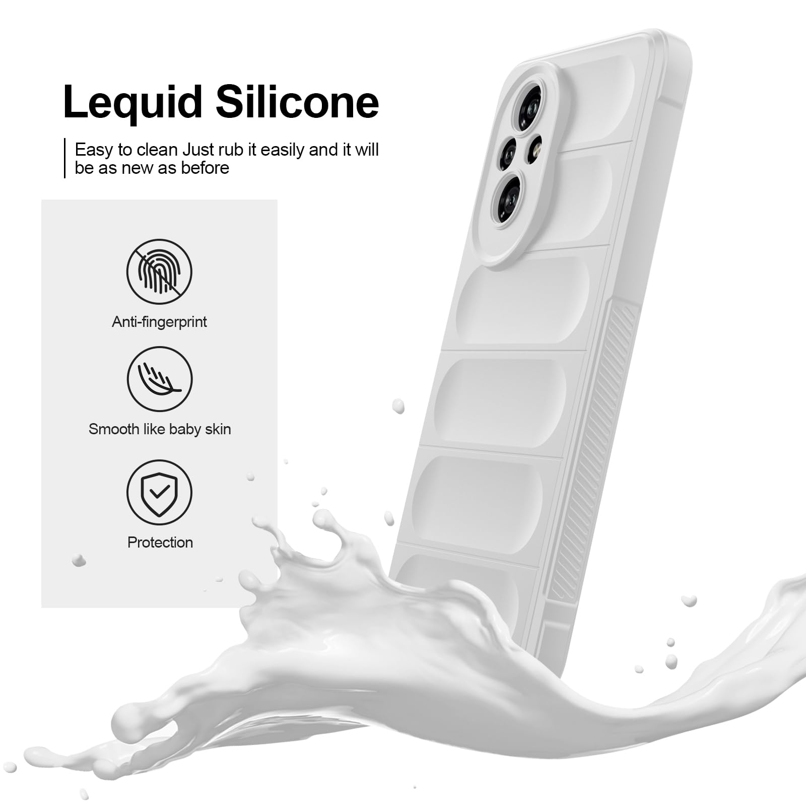 Silicone Case for Honor 200, Anti-Scratch Microfiber Lining, Shockproof Case with Camera Protection, White — view 2