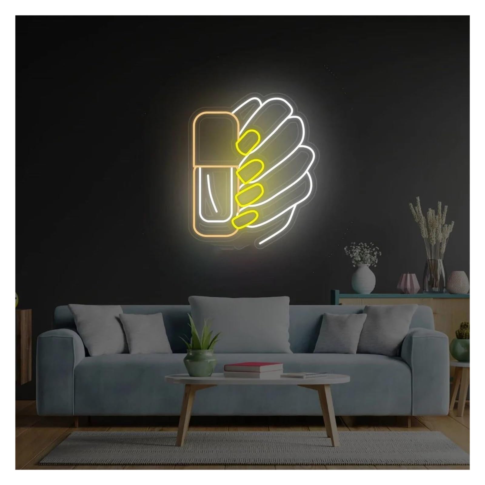 LEMST Signs Lamp Manicure Neon Sign, Nail Polish Neon Sign, Nails Studio Decor, Beauty Salon Sign, Nail Salon Decor 38cm(A)