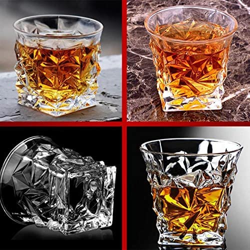 Image of Farielyn-X Whiskey Glass 310 ML, Transparent, Premium Crystal Diamond-Cut Tumblers for Scotch, Bourbon, Rum, Cocktails - Elegant Party for Home, Office, Cafe, Wedding, Parties, Gifts set of 6 (xBNZ-6)
