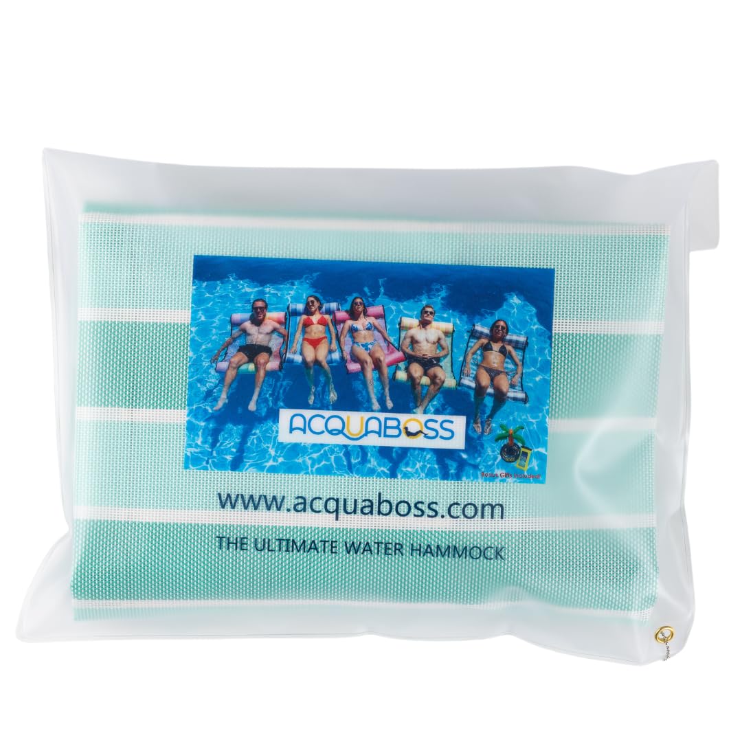 ACQUABOSS Water Hammock Green - Inflatable Swimming Pool & Beach Lounger, Lounge Chair Raft, Drifter, Saddle Float, Floating Bed & Floaties, Summer Fun, Rest & Vacation, Toy, Pool Fun,