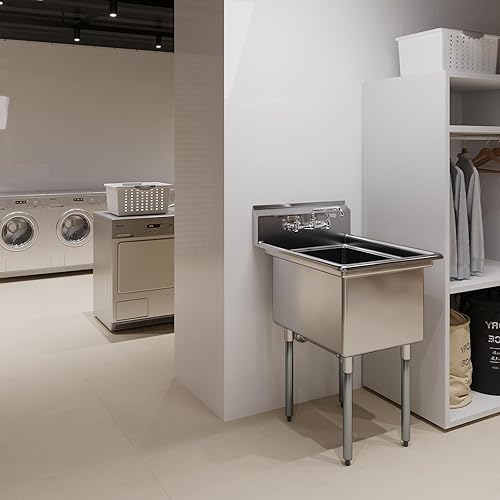 Vista 36 de AmGood Fregadero de acero inoxidable para preparación y utilidad Acero inoxidable 304 Restaurante, Cocina, Lavandería, Garaje NSF