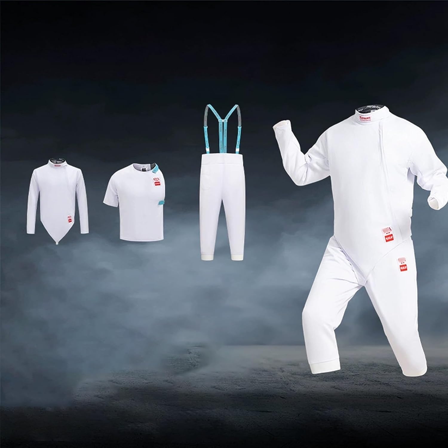Fencing Uniform Suit 450N, Children Adult Fencing Equipment Protective Suit, 3-Piece Professional Fencing Suit, for Fencing Training/Competition(54)