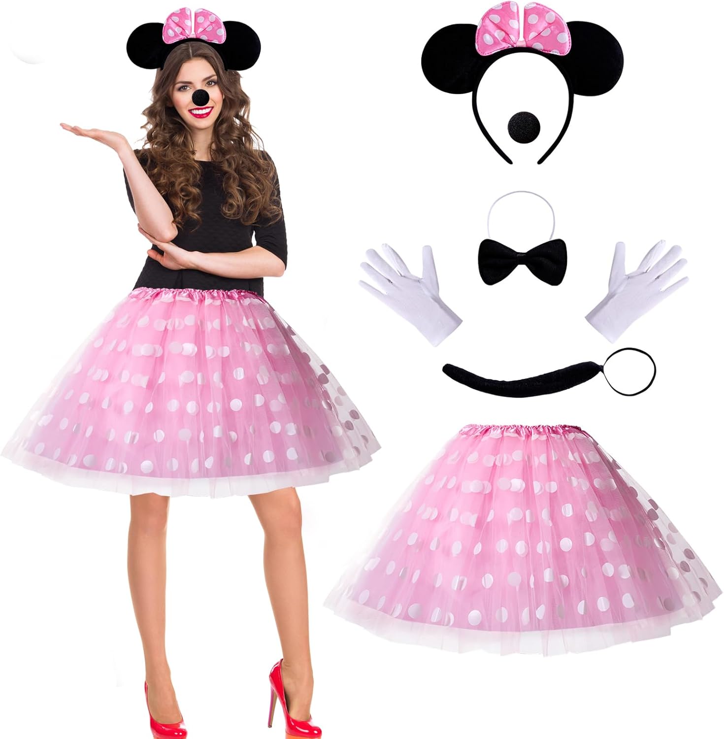 Sidesea Damen Maus Mouse Kostüm, Karneval Kostüme Für Kinder Mädchen Tüllrock Mouse Ohren Haarreif Fasching