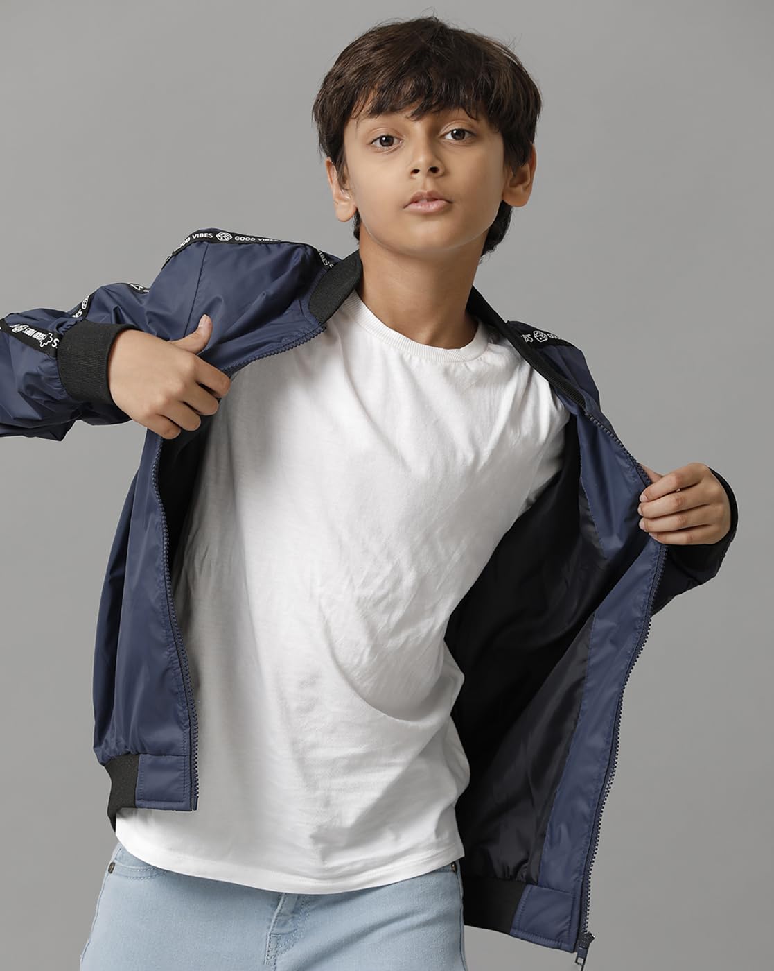 Under Fourteen Only Regular Fit Cotton Jacket for Boys (Navy7 6-7 Years) 3