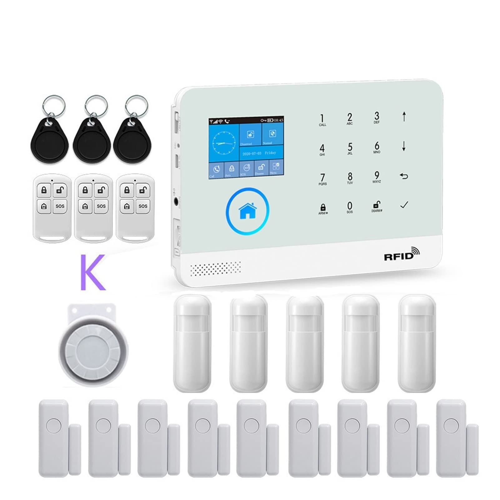 sans Fil WiFi GSM Système d'alarme de sécurité à Domicile for Tuya Smart Life Appliquer avec détecteur de capteur de Mouvement Compatible(K)