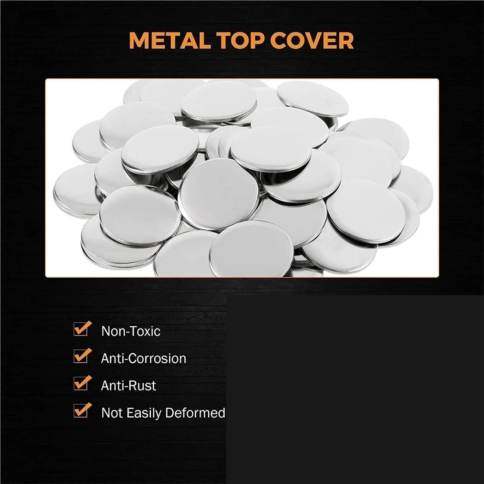 Pines de botón con insignia trasera metal, 100 piezas, en blanco