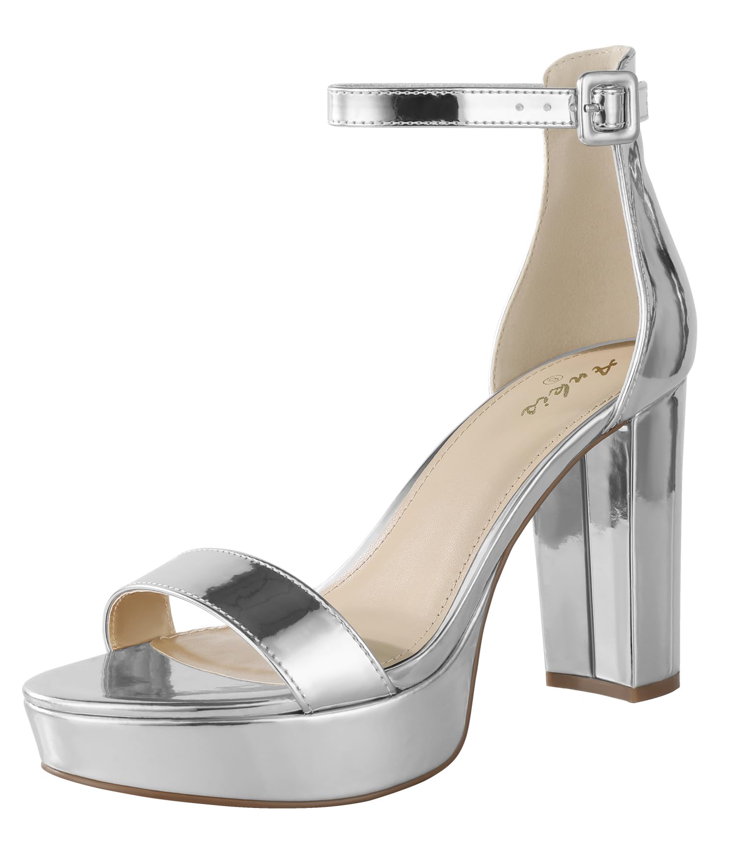 Ankis Chunky Platform Heels - 4 Inch Block Heeled Sandals for Women - Comfortable Open Toe Strappy Heels - Black, Nude, White, Silver, Gold - Summer Dress Shoes