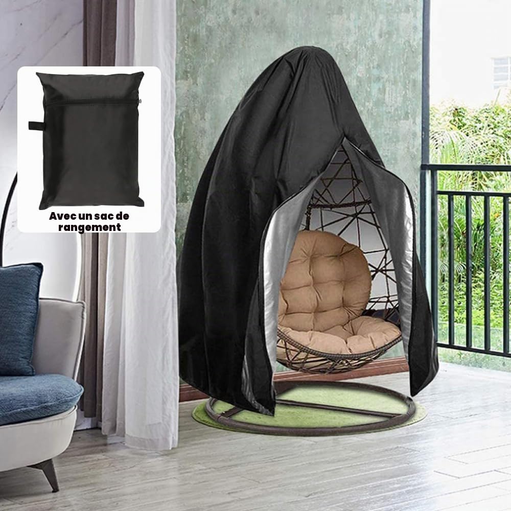 ENEN Housse de Chaise Suspendue Imperméable, Housse Oeuf Suspendu Extérieur 210D Oxford-Tissu, Anti-UV et Coupe-Vent Housse Fauteuil Suspendu pour Jardin Patio (Beige,190x115cm)