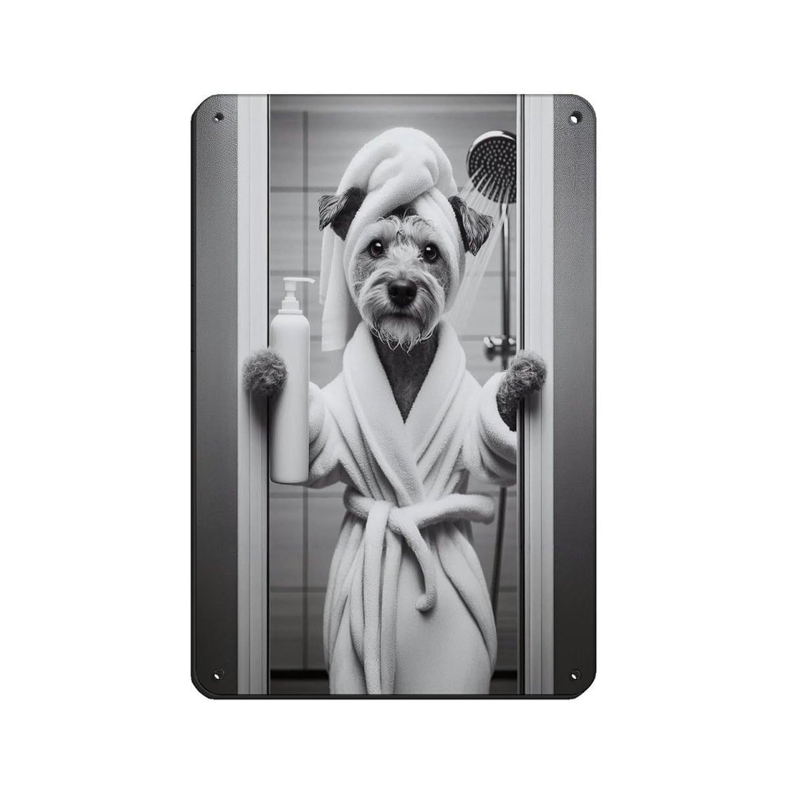 Patterdale Terrier Bathroom Art Poster Retro Poster Metal Tin Sign Chic Art Retro Iron Painting Bar People Cave Cafe Family Garage Poster Wall Decoration 8x12inch(20x30cm)