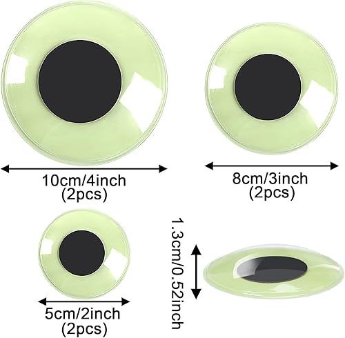 Miniatura 2 de Ojos saltones que brillan en la oscuridad  Adhesivo autoadhesivo para manualidades, ojos grandes en 2, 3, 4 pulgadas para decoración de bricolaje