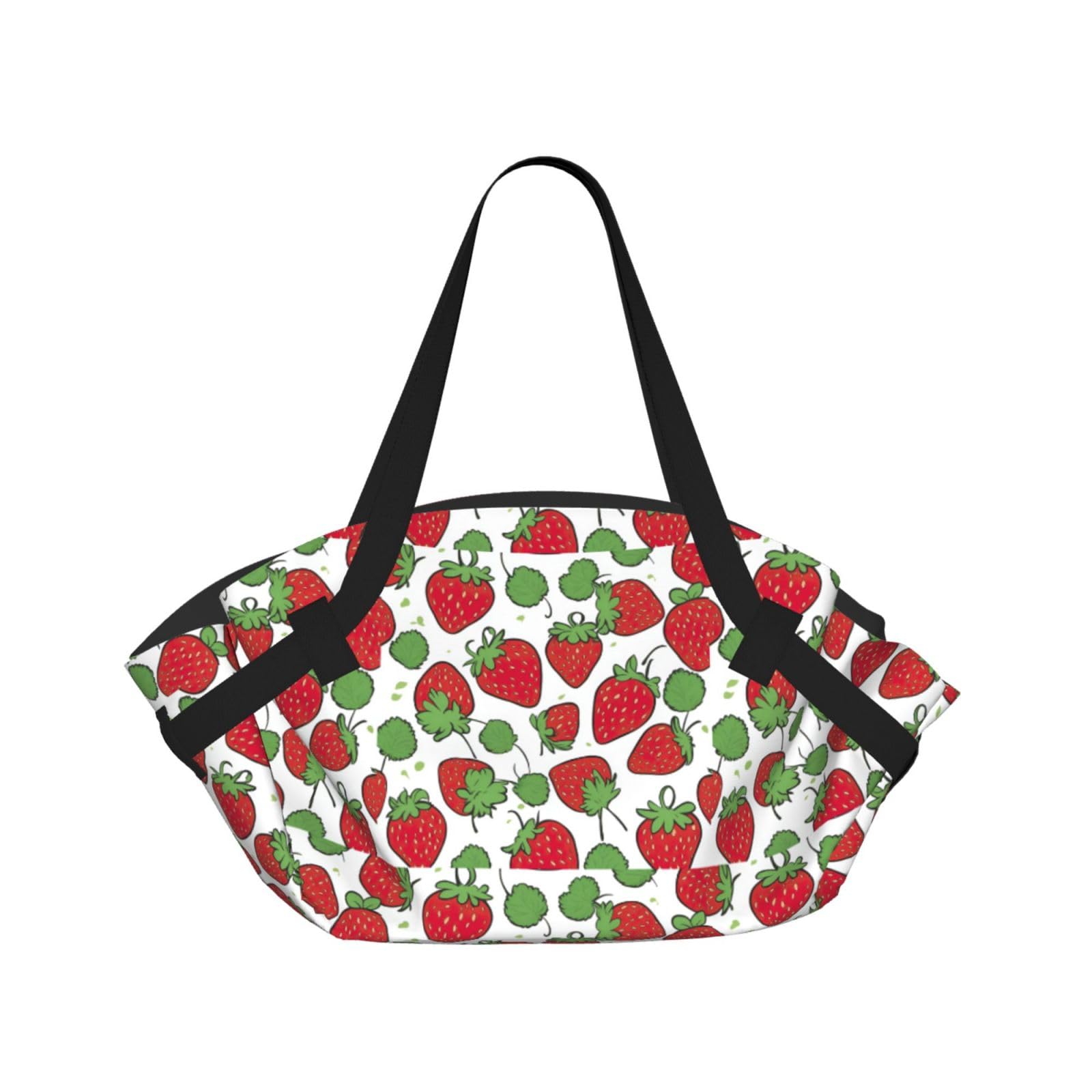 UVBDF Strawberry pattern 2-in-1 Camping Blanket Tote, Waterproof Stylish Printed Outdoor Bag for Beach Park and Picnic