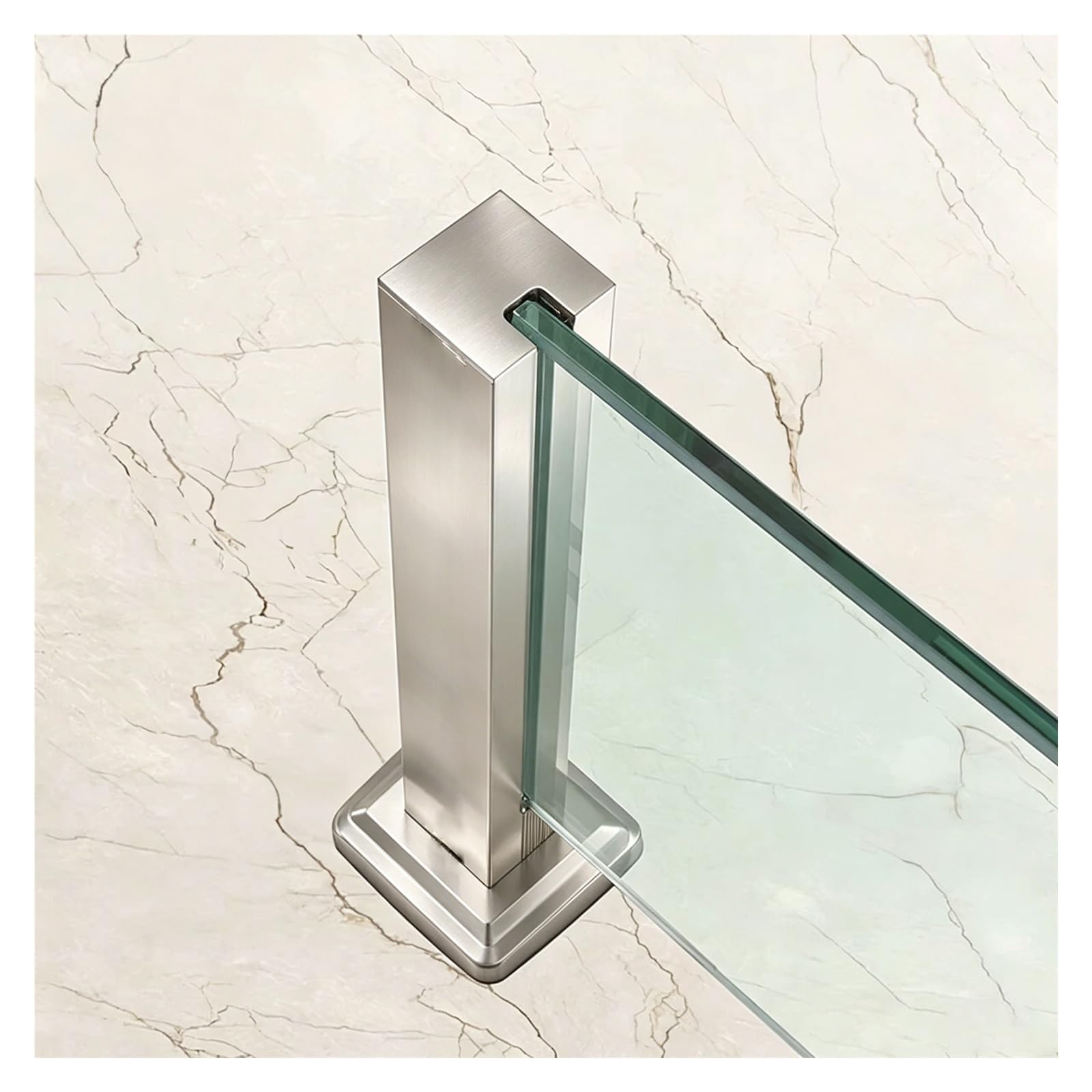 ZJKXJH Frameless Glass Baluster Post with Side Slot, Heavy Duty Stainless Steel Railing Post for Patio Deck Balcony Frameless Glass(End Post-Silver,H-95cm/37.4in)