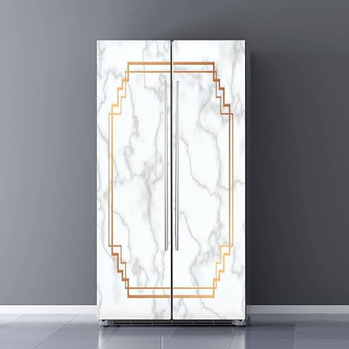 Juego de envoltura de vinilo autoadhesivo para refrigerador, textura de mármol, mural extraíble para nevera, calcomanía para cubrir puerta completa,