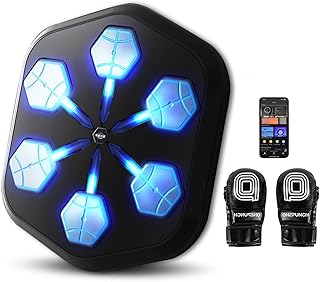 ONEPUNCH V3 Music Boxing Machine, LED Music Punch Trainer with Magic Boxing App, Sleek Black Design for Home Gym, Customizable Light Effects, Stress Relief Indoor Workout, Black