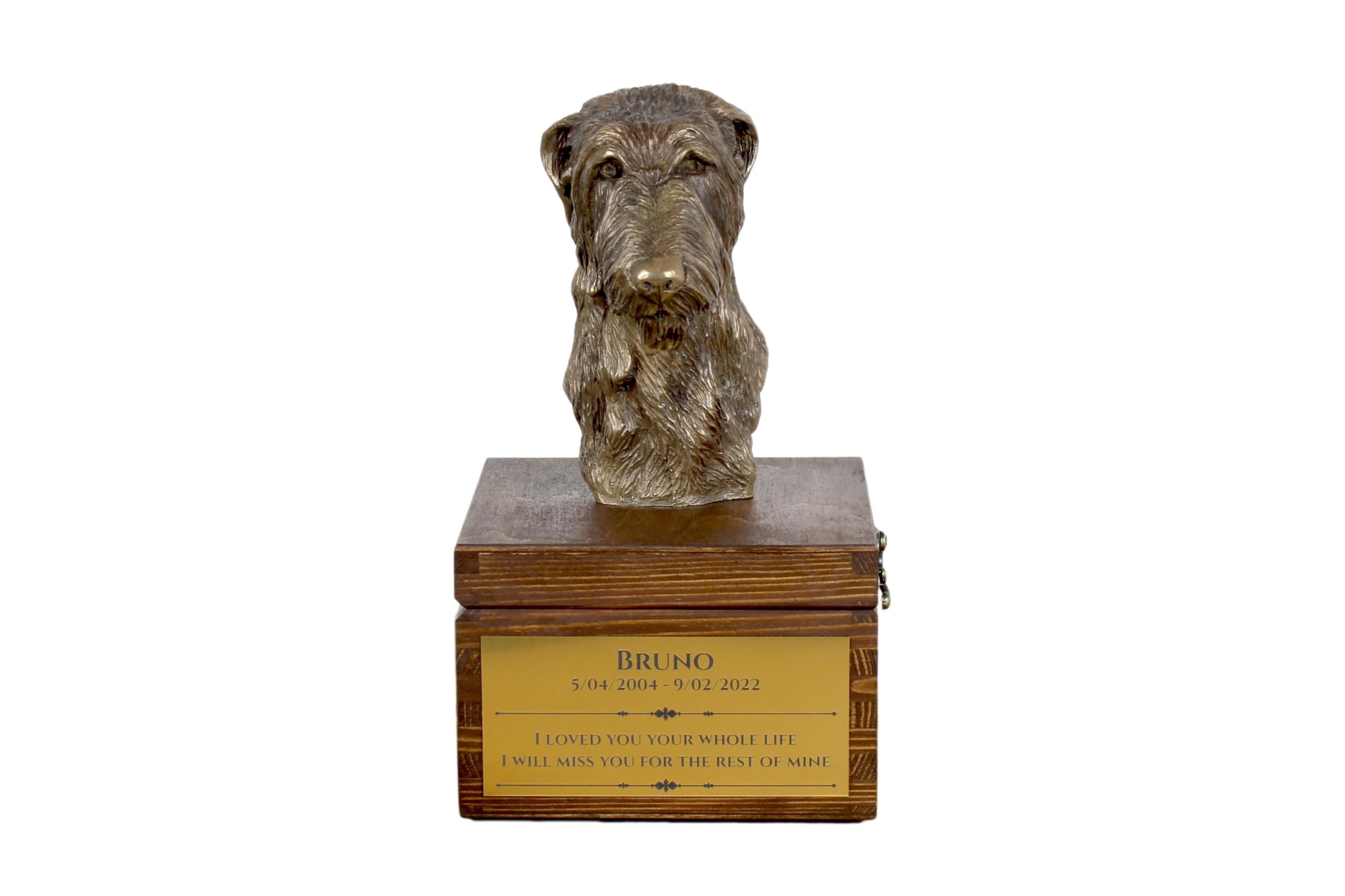 Urne chien Limier en bronze sur socle bouleau Art-Dog