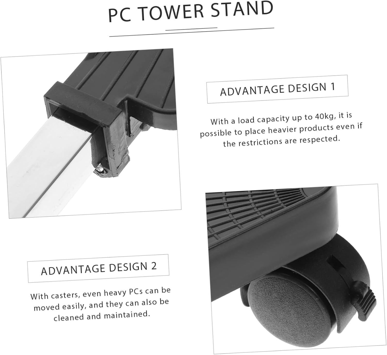 Computer Host Bracket Tower Stand for Desktop Cart Rolling Computer Stand Easy Assembly