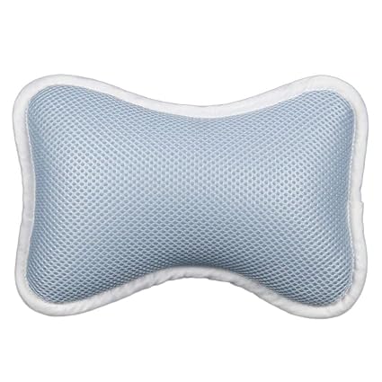 Heallily Bathtub Pillow 1 Pcs Soft Bath Pillow Supportive Pillow with Suction Cups for Neck and Shoulder Support Cushion (Blue)