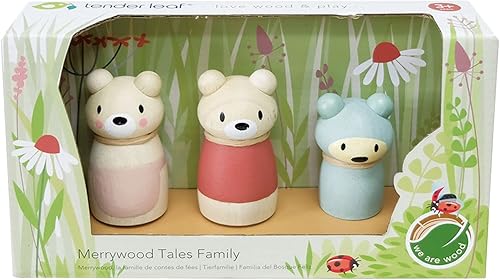 Miniatura 3 de Tender Leaf Toys - Bear Tales - Juego de muñecas complementarias de casa de muñecas de madera, figuras de 3 piezas de familia de osos para niños -
