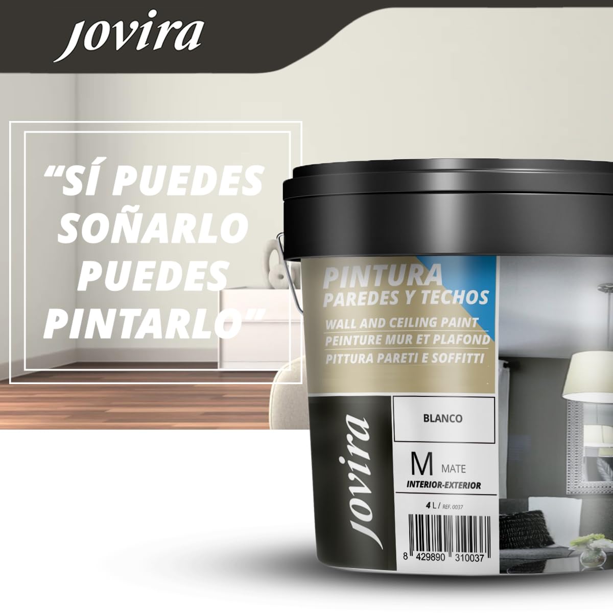 JOVIRA PINTURAS Pintura Paredes y Techos. Pintura mate indicada especialmente para paredes y techos. (2x4 Litros, Blanco) A-30
