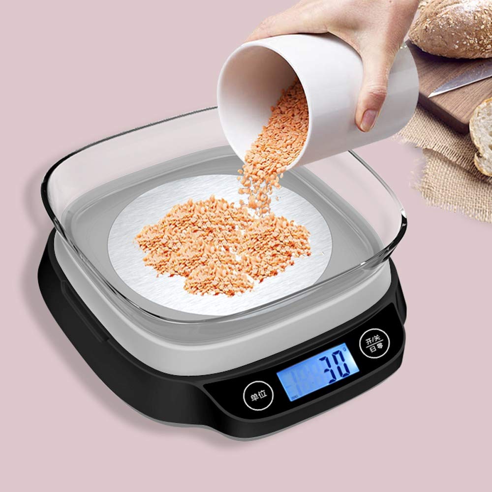 Precyzyjna cyfrowa waga kuchenna 5 kg/1 g, precyzyjna elektroniczna waga kuchenna, domowa waga do ważenia żywności z funkcją zerową i tarowaniem