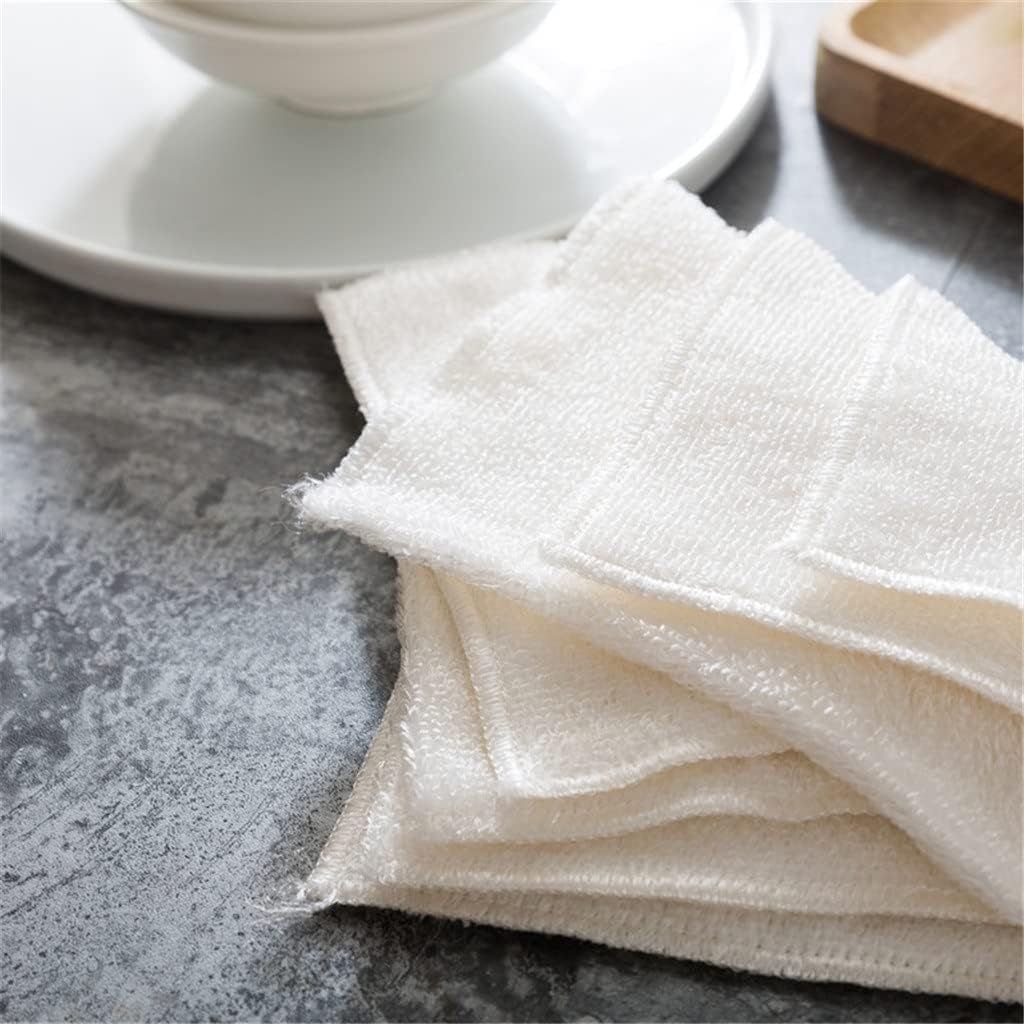 2PCS Fiber Thickened Cleaning Cloth Kitchen Scouring Pad White Dish Towel Bathroom Rags Dishcloth