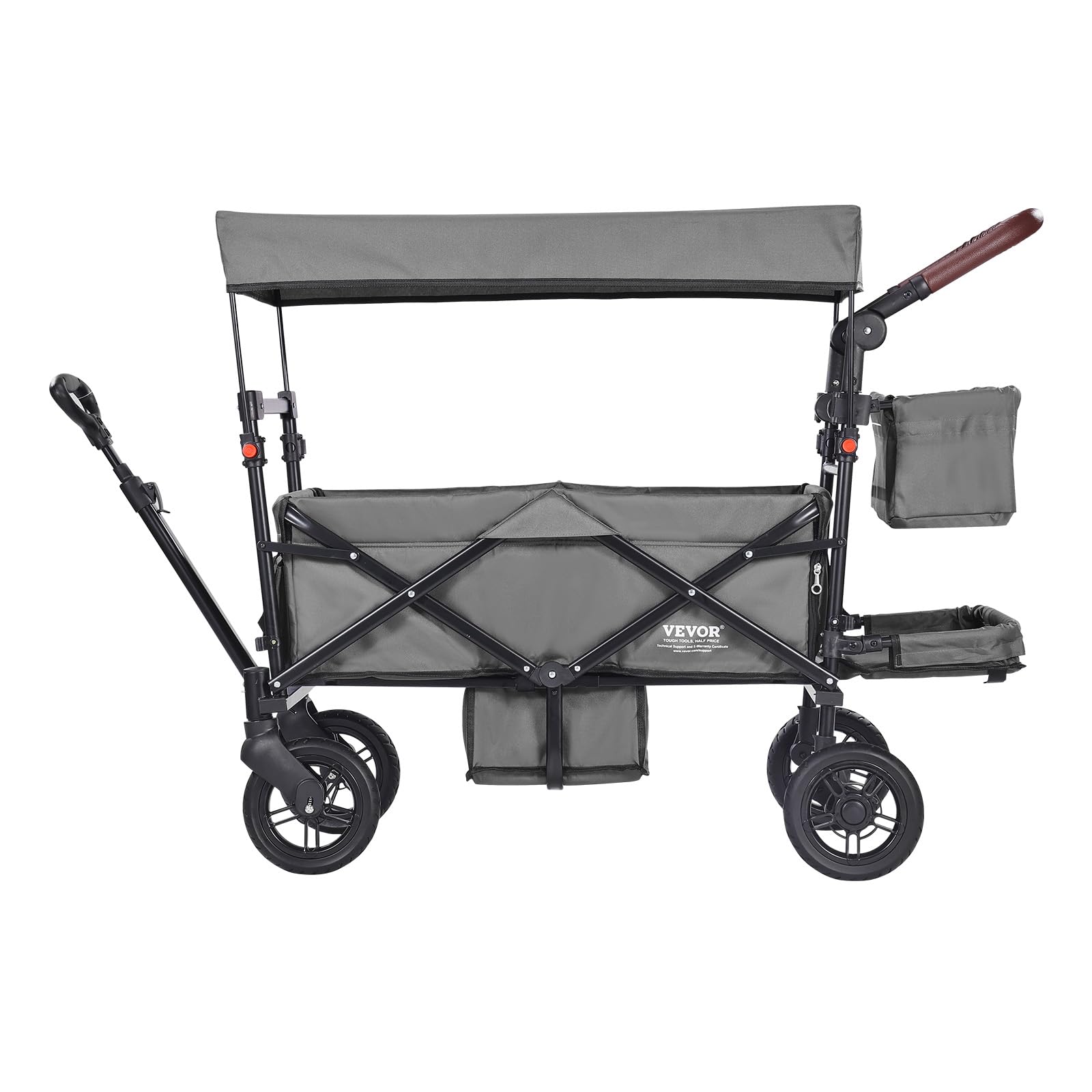 VEVOR Passeggino Wagon per 2 Bambini, Passeggino Pieghevole con Maniglia Regolabile, Tettuccio Rimovibile, Lmbracatura Circolare, 4 Ruote Freni Passeggino Portatile Multifunzione Campeggio, Grigio