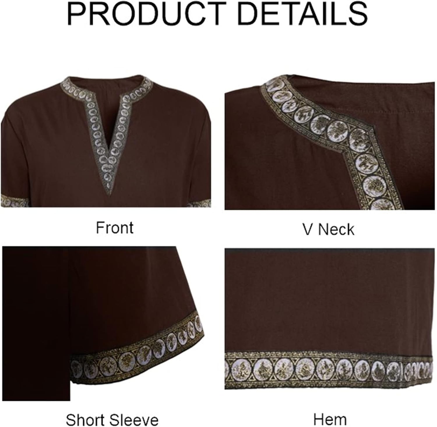 Mens Medieval Knight Tunic Renaissance Mercenary Scottish Costume Warrior LARP Halloween Tops - Image 3