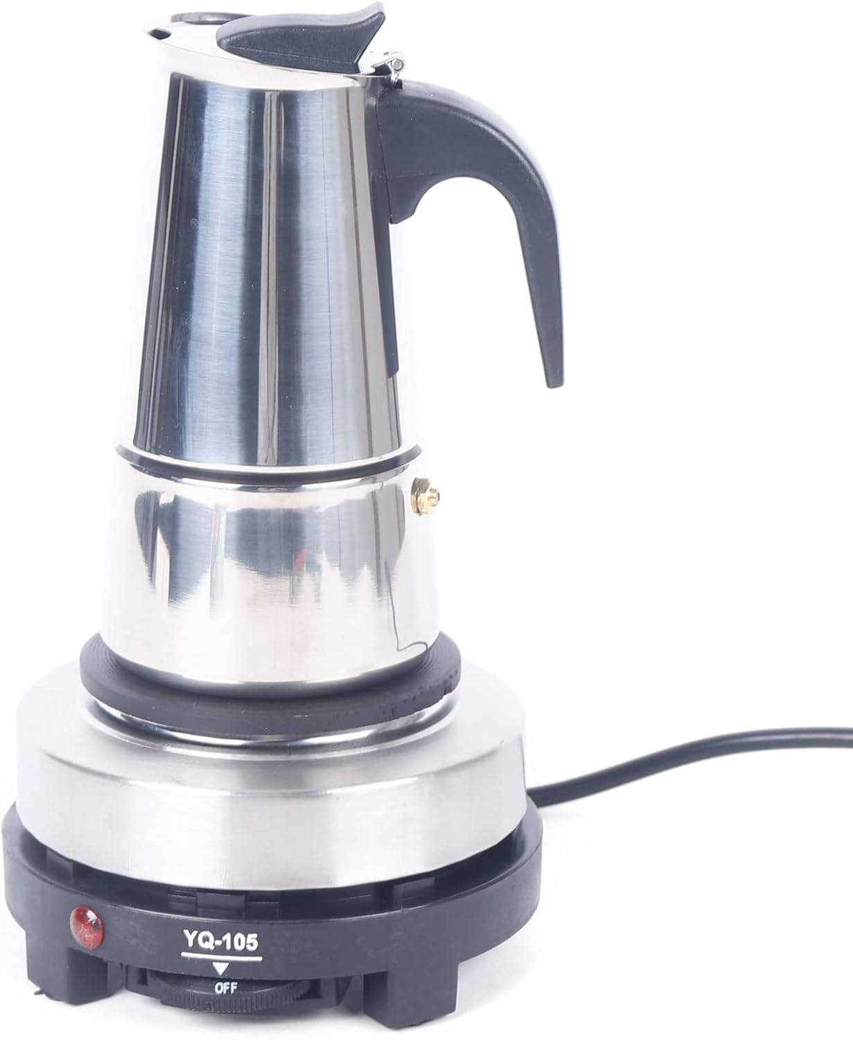 Cafetera eléctrica de acero inoxidable de 500 W, 200 ml, 4 tazas, cafetera moka, cafetera eléctrica con válvula de seguridad, para cocinas, cafés, oficinas