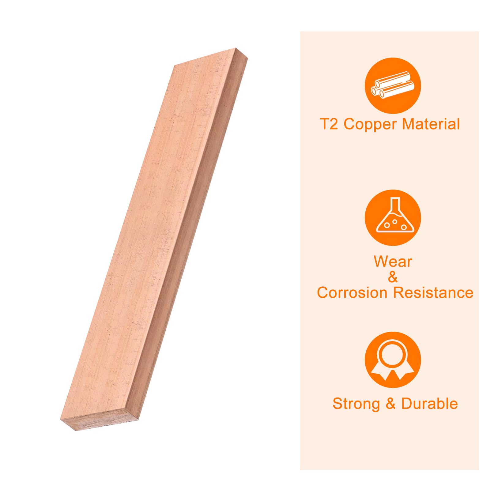 sourcing map Barre Plate en Cuivre, Épaisseur de 0,31" x Largeur de 1,18" x Longueur de 5,91", Plaque de Barre de Cuivre pour L'Électricité (8mm x 30mm x 150mm)