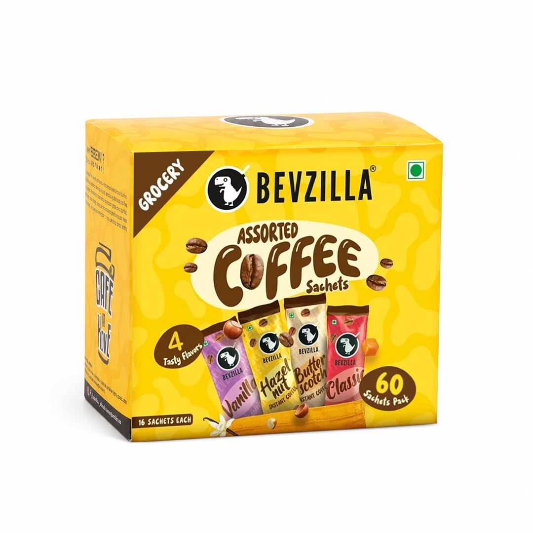 Bevzilla Assorted Instant Coffee Powder 128g | Mixed Flavours | Rich Aroma & Smooth Taste | Easy to Prepare-image-28