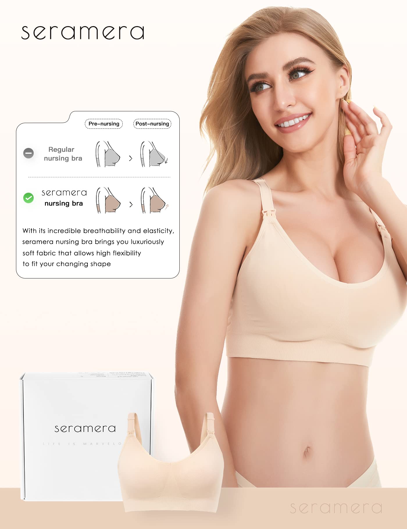 Still-BH für Damen, nahtlos, bügelfrei, mit Clip-Down, weicher Stütz-BH für Schwangerschaft, Schlafen und Stillen