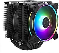 Vista 13 de Cooler Master Hyper 622 Halo White Enfriador de aire de CPU de doble torre, ventilador PWM de 120 Halo², ARGB de doble bucle, 6 tubos de calor