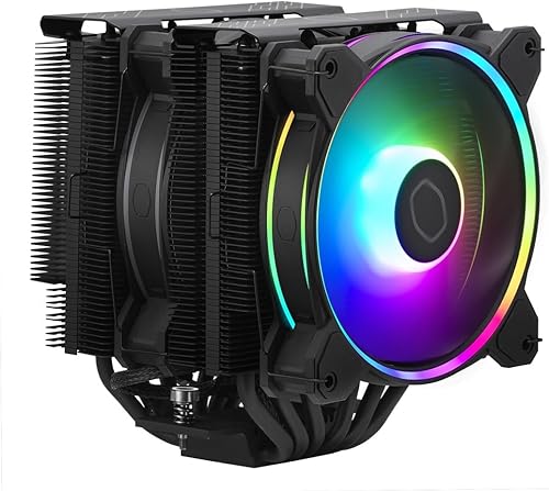 Cooler Master Hyper 622 Halo Black Enfriador de aire de CPU de doble torre, ventilador Halo, ARGB de doble bucle, cubierta superior de aluminio, 6