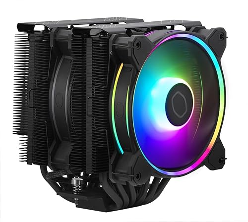 Cooler Master Hyper 622 Halo Black Enfriador de aire de CPU de doble torre, ventilador Halo, ARGB de doble bucle, cubierta superior de aluminio, 6