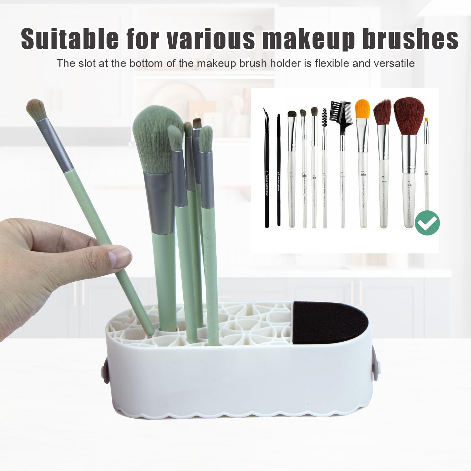 Makeup Brush Cleaning Mat, 4 in 1 Silicone Brush Cleaner for Cleaning Drying and Storage - Image 4